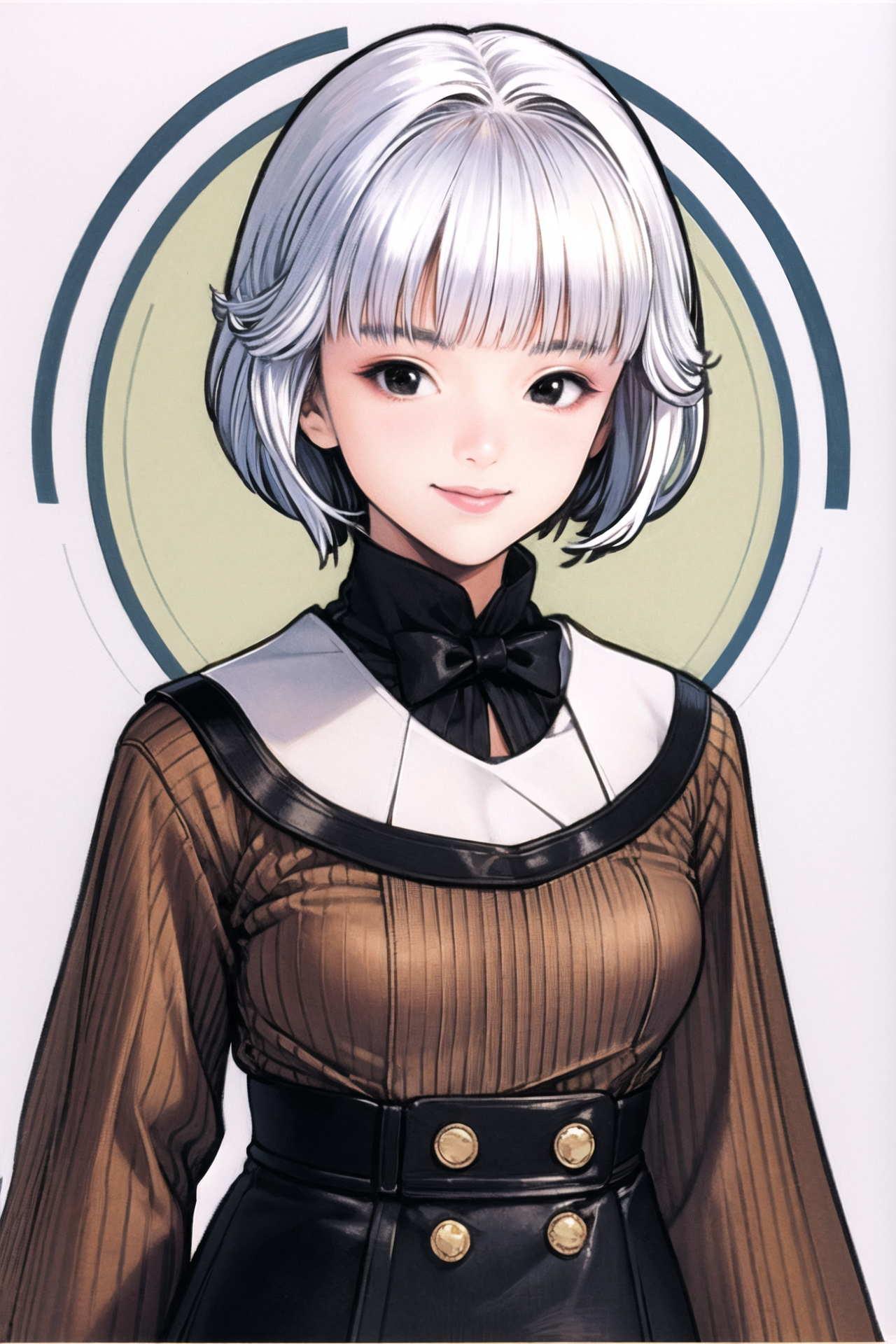 04734-1900817956-1girl, solo, white hair, smile, bangs, bow,  looking at viewer, short hair, curly hair,blunt bangs,upper body, white background,.png